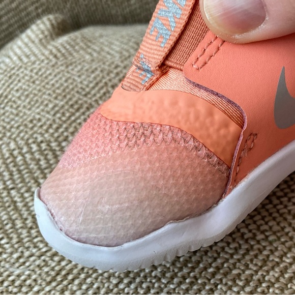 Infant Toddler Nike Flex Runner Sneaker. Unisex Ombré Peach Orange W/Silver. 3C. - Picture 14 of 14